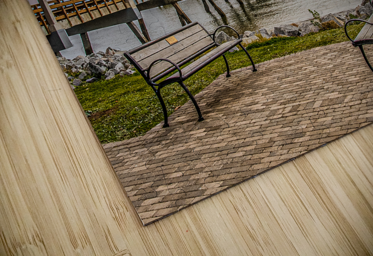 Empty Benches by a Winter Pier Darryl Brooks Puzzle