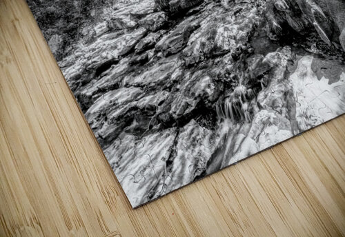 Rustic Tanyard Creek Waterfall Scene Grayscale Jennifer White puzzle