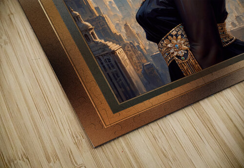 An Art Deco Beauty By A Golden Disc Captivating AI Concept Art by Xzendor7 xzendor7 puzzle