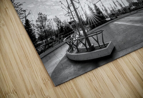 Omaha Skate Ribbon Morning Sunburst Grayscale Jennifer White puzzle