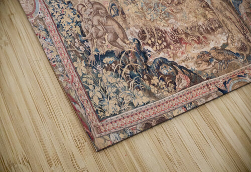 Detail of antique Italian tapestry in Borromeo Palace. Ancient d Paolo Modena puzzle