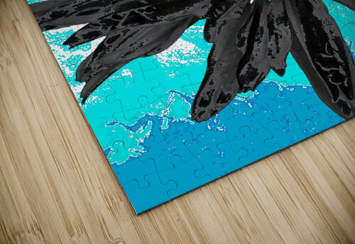Abstract Dark Fiery Daisy on a Turquoise Abstract Background Catriona Roberts Nature Photography and Designs puzzle
