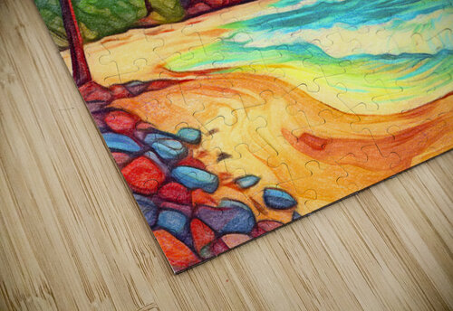 Tropical Beach with Palm Trees Golden Sand and Ocean Travelling Light puzzle