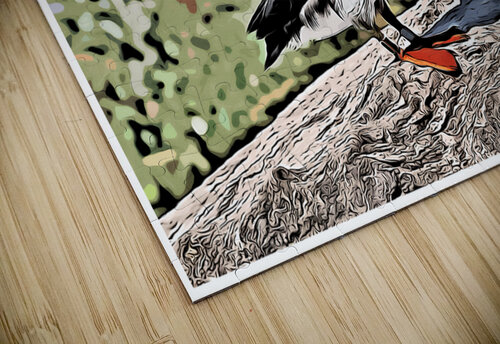 Atlantic Puffin Guarding Its Nest on a Rocky Island in Maine - Illus. Allan Wood puzzle