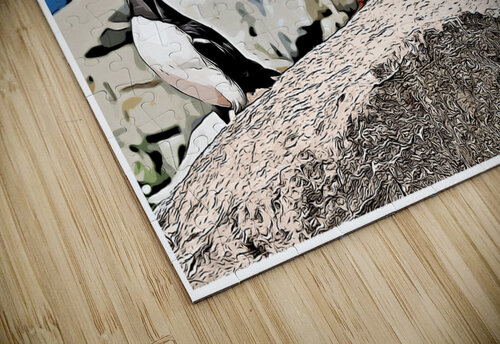 Three Atlantic Puffins Guarding Their Nesting Area - Illus. Allan Wood puzzle