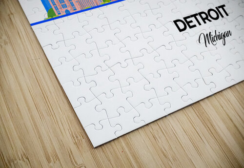 Detroit Michigan City Skyline Print Conceptual Photography puzzle