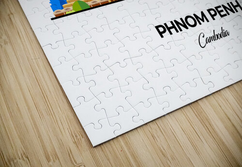 Phnom Penh Cambodia City Skyline Print Conceptual Photography puzzle