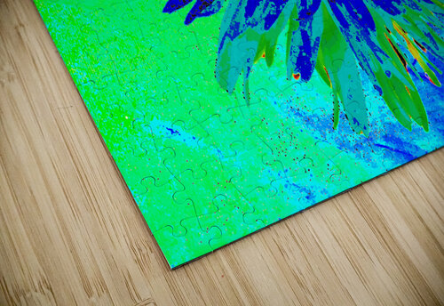 Abstract Vibrant Green and Blue Daisy Flower Catriona Roberts Nature Photography and Designs puzzle