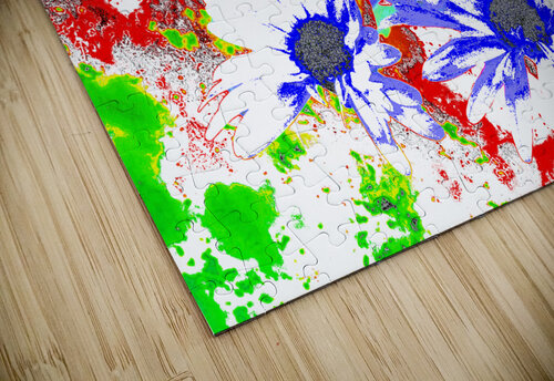 Abstract Daises on a Coloured Splatter Background Catriona Roberts Nature Photography and Designs puzzle