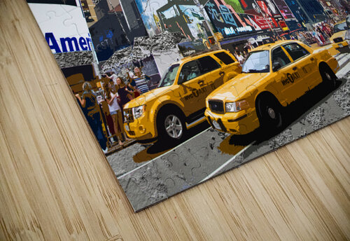 Yellow taxis in Times Square New York street art style DELPHIMAGES puzzle