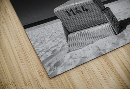 Black and white shot of beach chair at the North Sea on the island of Sylt  caladoart puzzle