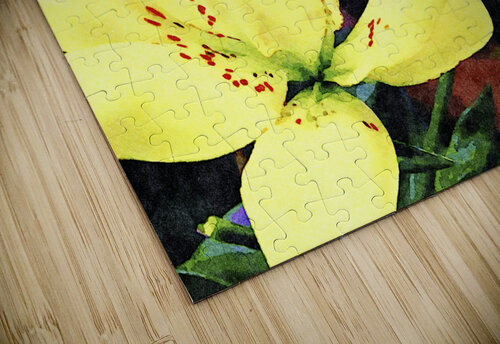 Vibrant yellow lilies in a watercolor style against greenery and yellow blooms Gestalt Imagery puzzle