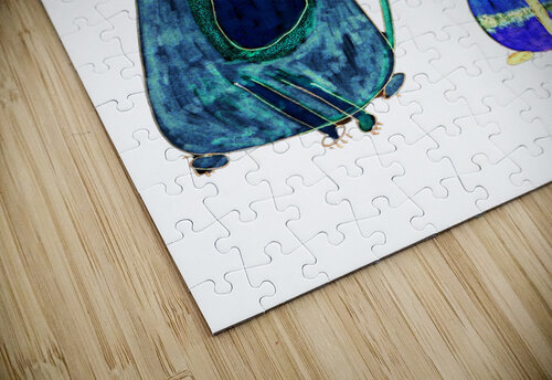 Abstract Green and Blue Singing Cats Catriona Roberts Nature Photography and Designs puzzle