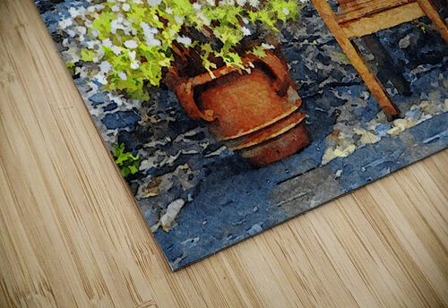 Rustic garden scene with wooden chairs and vibrant flowers Gestalt Imagery puzzle