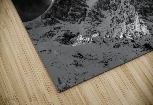 Black and white shot of the majestic Ortler Mountain in Sulden in winter  caladoart puzzle