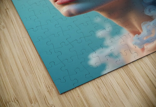 Ethereal Bloom: Dreamy Woman Portrait with Flowing Coral Hair RACHID RHAMMOUD puzzle