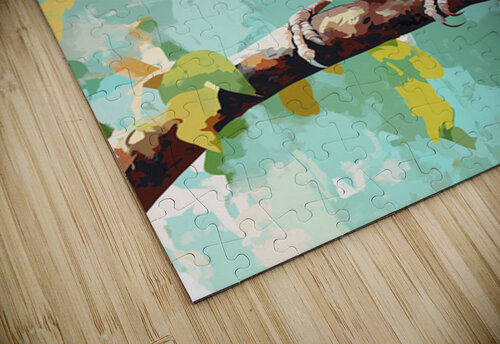 A vintage style drawing of a small sparrow sitting on a branch Vaivirga puzzle