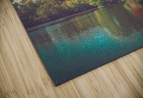 Autumns Palette: Evergreen Pines and Vibrant Perennials by the Reflective Lake By:Zo Art Print Collection   by Maria Desnoyers puzzle