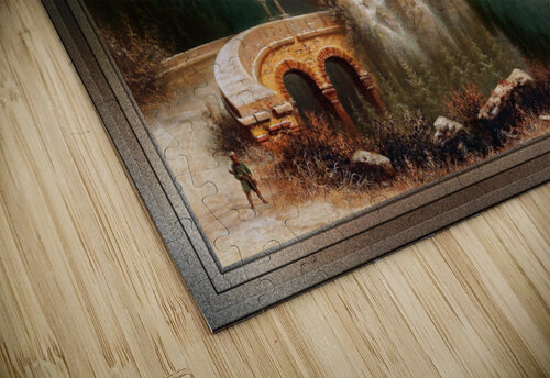 Winter Landscape With Castle In The Mountains by Albert Bredow Old Masters Fine Art Reproductions xzendor7 puzzle