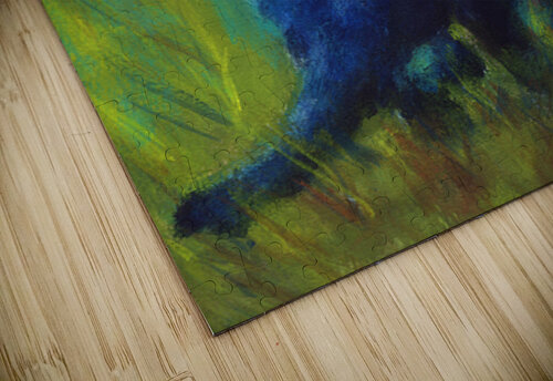 Black cat in the green grass acrylic painting  Karen Kaspar puzzle