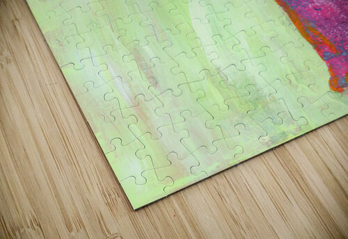 Pink cat and orange bird acrylic painting Karen Kaspar puzzle