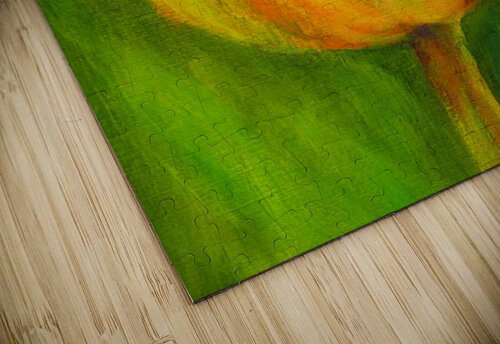 Yellow tulip triptych left acrylic painting  Karen Kaspar puzzle