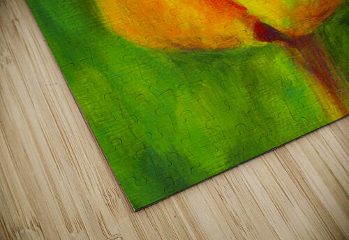 Yellow tulip triptych middle acrylic painting  Karen Kaspar puzzle