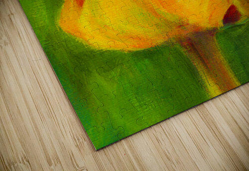 Yellow tulip triptych right acrylic painting  Karen Kaspar puzzle