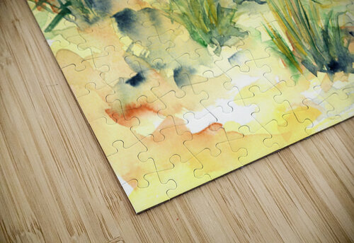 Beach summer watercolor painting Karen Kaspar puzzle
