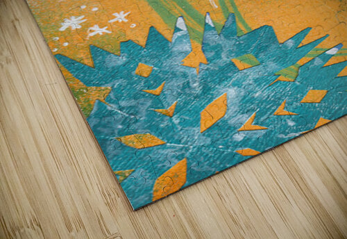 Little blue heart mixed media abstract artwork Karen Kaspar puzzle