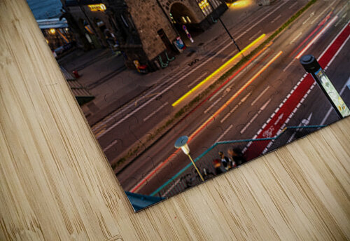 Long exposure night shot of the famous St. Pauli Landungsbrücken in Hamburg at the Elbe River caladoart puzzle