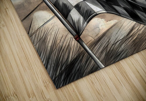 Monochrome Pencil Sketch of a Waving Checkered Racing Flag Lux puzzle