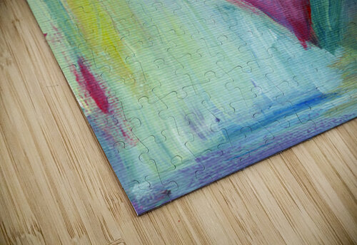 Abstract purple heart acrylic painting  Karen Kaspar puzzle