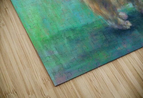 Fluffy longhair cat soft pastels painting Karen Kaspar puzzle