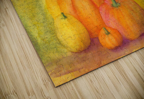 Black cat peeking behind pumpkins Karen Kaspar puzzle