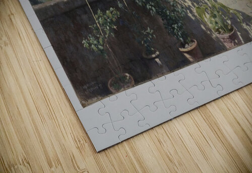 Femme sur la terrasse de l hotel Cocumella Vue sur le Vesuve Henry Brokman puzzle