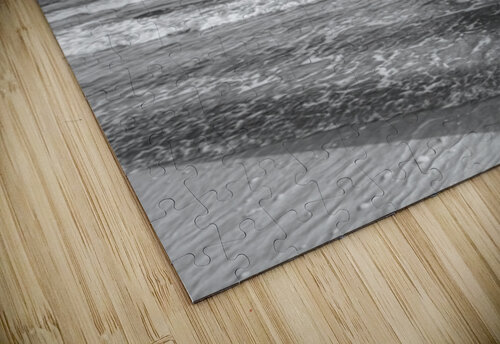 Splashing Waves Beside Gulf Shores Pier Grayscale Jennifer White puzzle