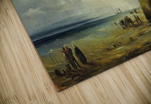 Fishermen at the Harbor Wall, low tide 1833 Jean Antoine Theodore de Gudin puzzle