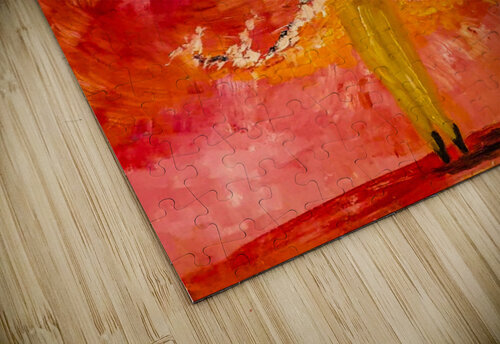 Dancing Lady Canvas Print: Vibrant Red & Orange Art Reproduction By:Zo Art Print Collection   by Maria Desnoyers puzzle