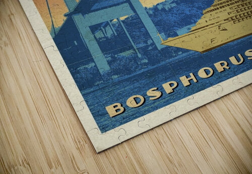 Istanbul Bophorus Bridge Vintage Designed Turkey Poster VINTAGE POSTER puzzle