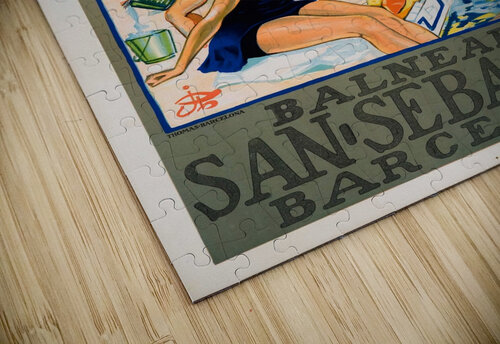 Piscina familias at Balneario San Sebastian in Barcelona VINTAGE POSTER puzzle