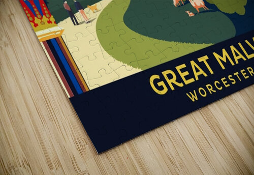 Great Malvern Worcestershire vintage travel poster style illustartion VINTAGE POSTER puzzle