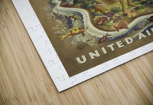 Vintage Travel Poster Hawaii United Air Lines Scandinavian Design puzzle