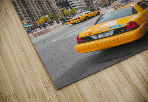 Young blonde woman getting out of a taxi in front of Flatiron building Philippe Lejeanvre puzzle