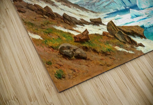 The Dreieckhorn and Aletsch Glacier seen from the Maerjelensee, Valais, 1885 Toussaint Gabriel Loppe puzzle