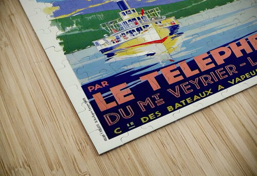 Art Deco Vintage French Travel Poster Telepherique du Veyrier Lac D'Annecy VINTAGE POSTER puzzle