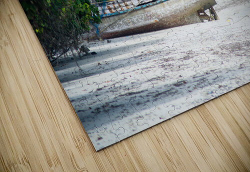 Fishing ship boat stranded on white sand beach Memories Over Mocha puzzle