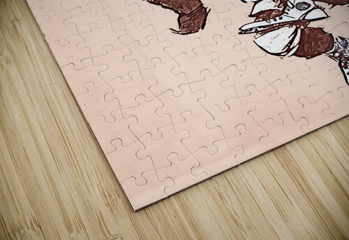Vintage Brown Bear Basketball Cartoon Art Row One Brand puzzle