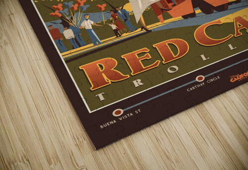 Red Car Trolley VINTAGE POSTER puzzle