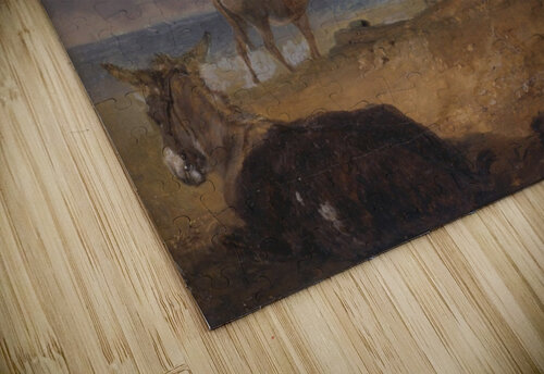 Donkeys and Figures on a Beach Julius Caesar Ibbetson puzzle